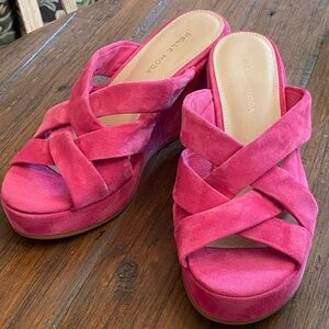 Pelle Moda Wilona Wedge Pink Suede Platform Slip-On Size 7.5 NWT